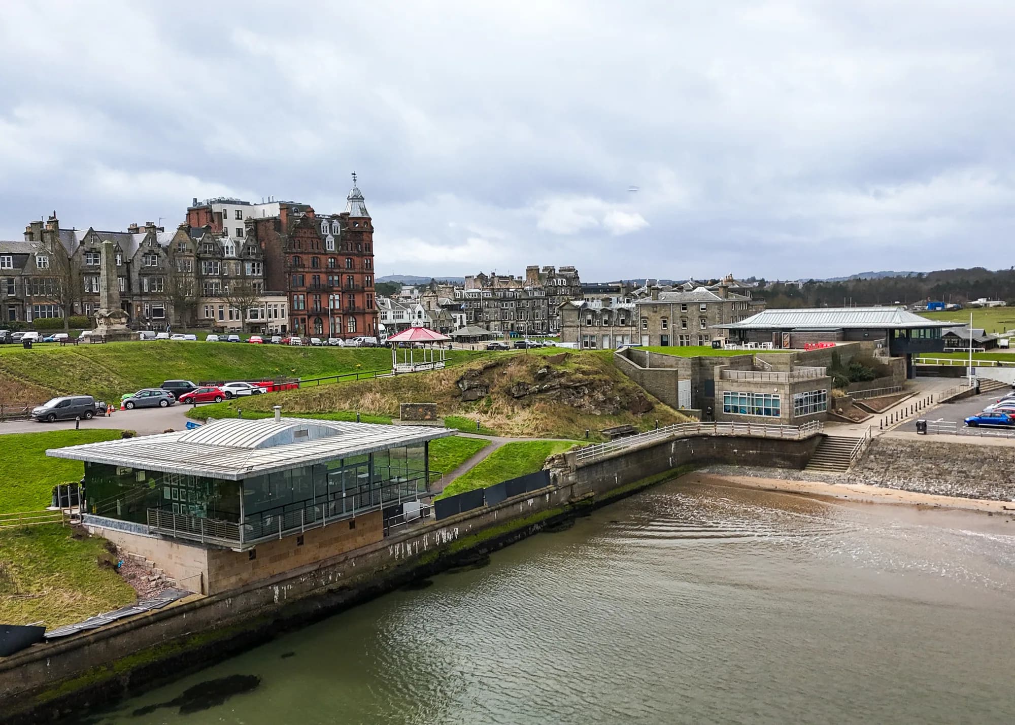 Aerial view across the St Andrews waterfront