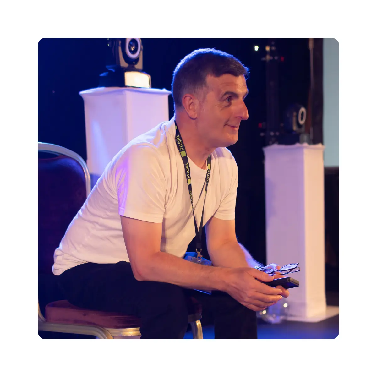 Seamus Corry speaking on stage