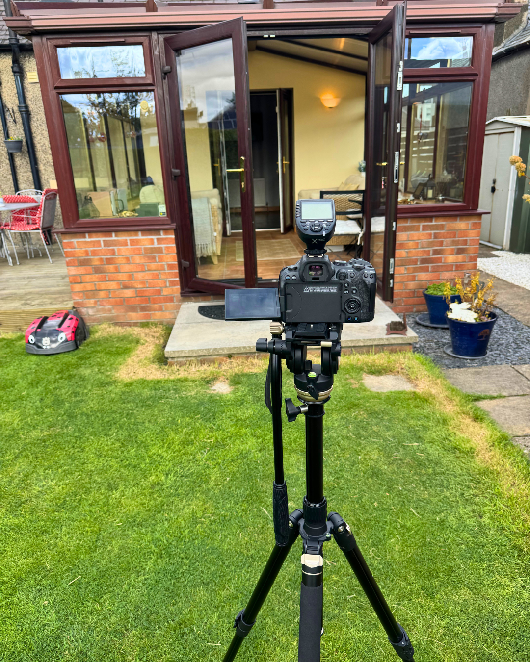 Camera and tripod set up for property photography