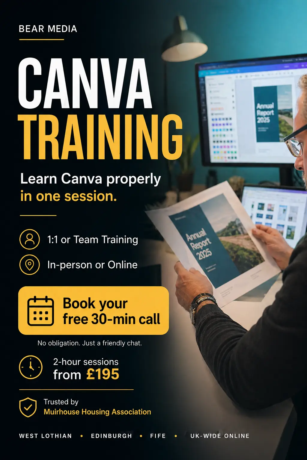 Canva training advert for Bear Media