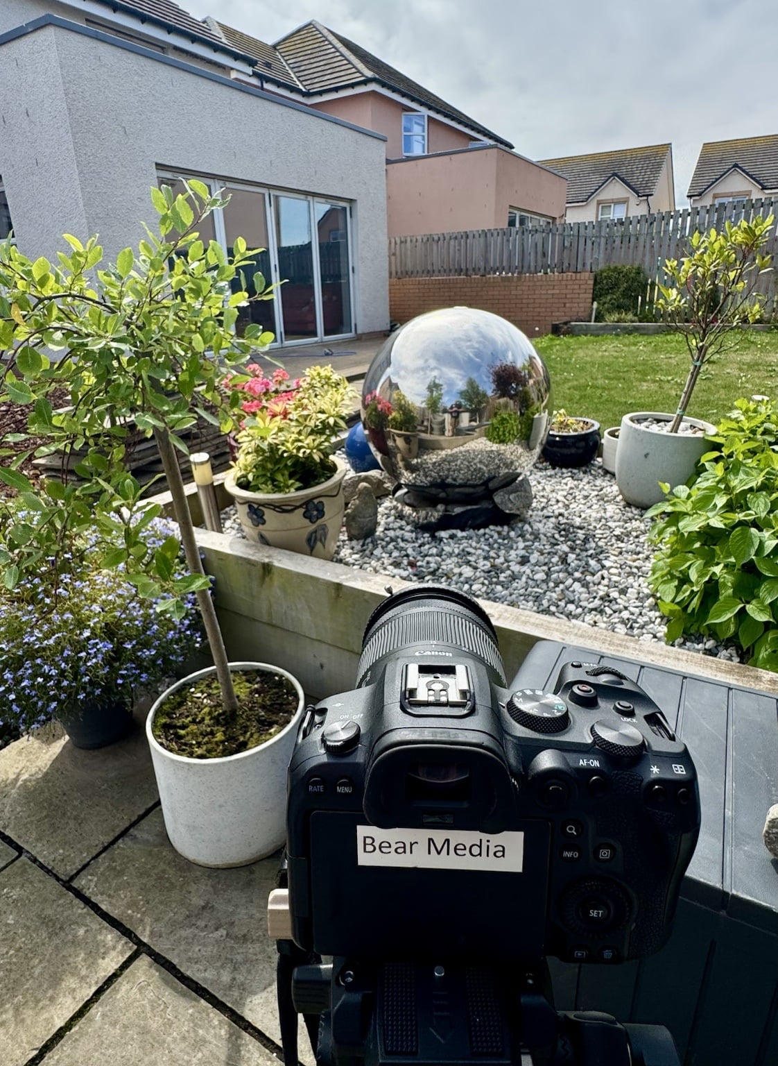 Bear Media camera set up for an outdoor property photography shoot
