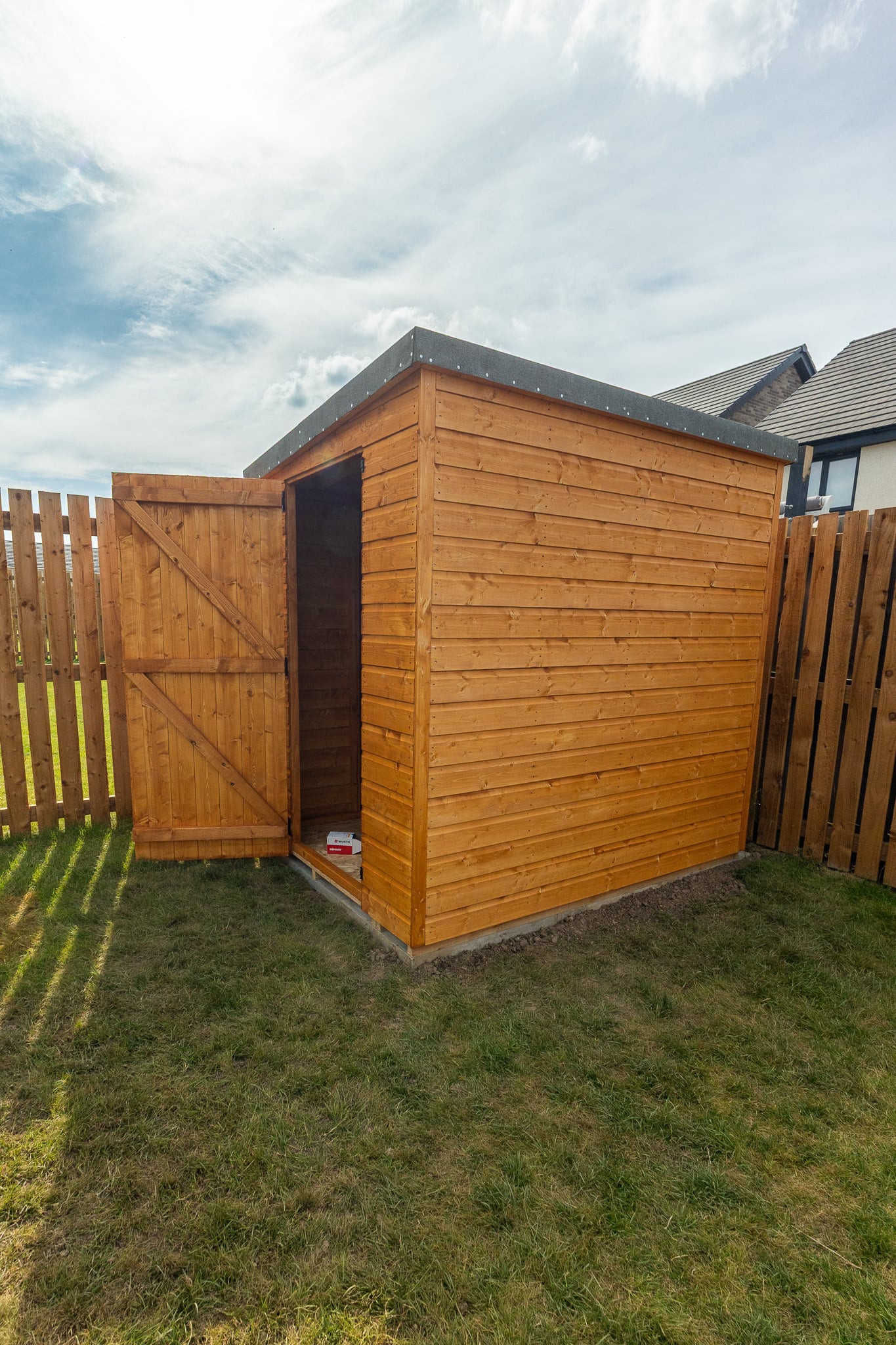 Completed 7 by 5 pent shed installed by Simply Sheds Scotland