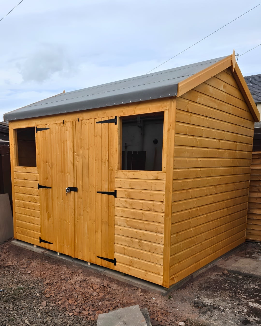 Recent apex workshop shed with double doors by Simply Sheds Scotland