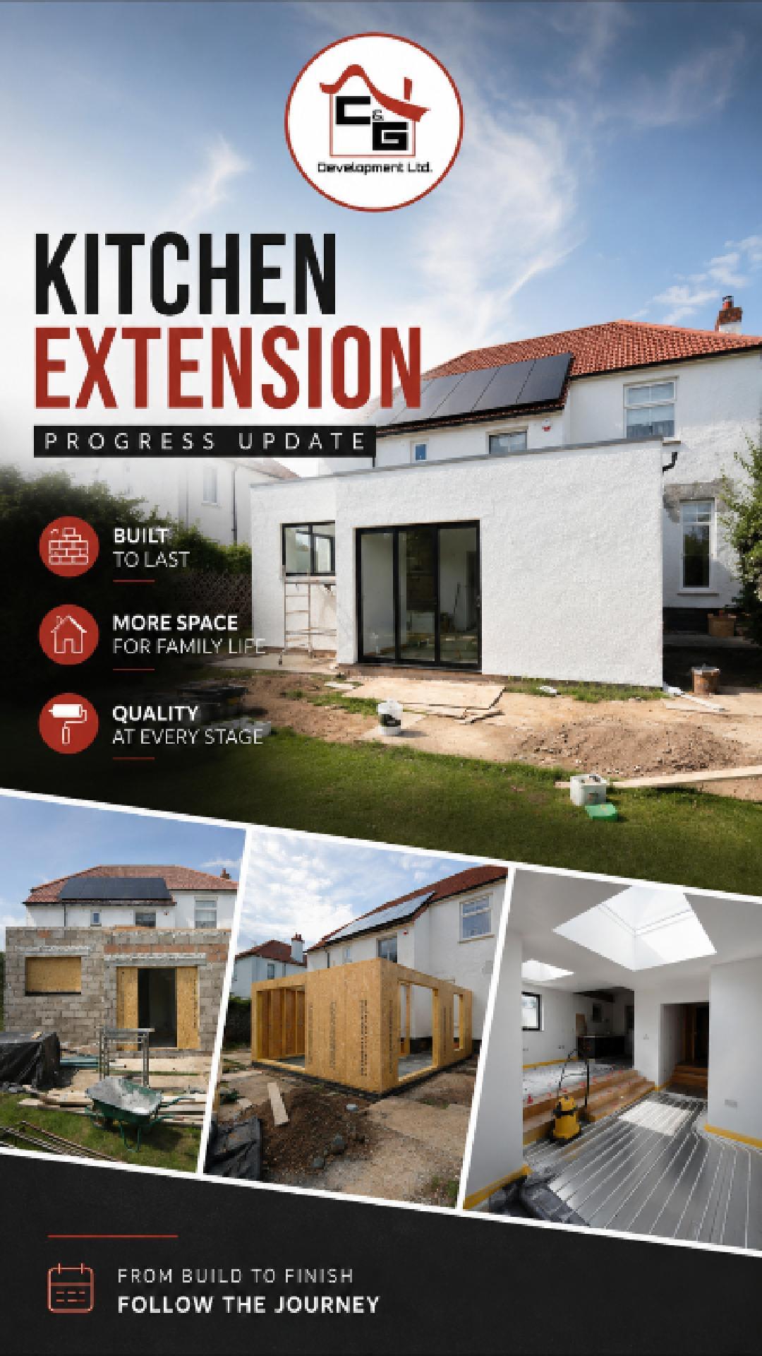 Kitchen Extension progress update social content created by Bear Media