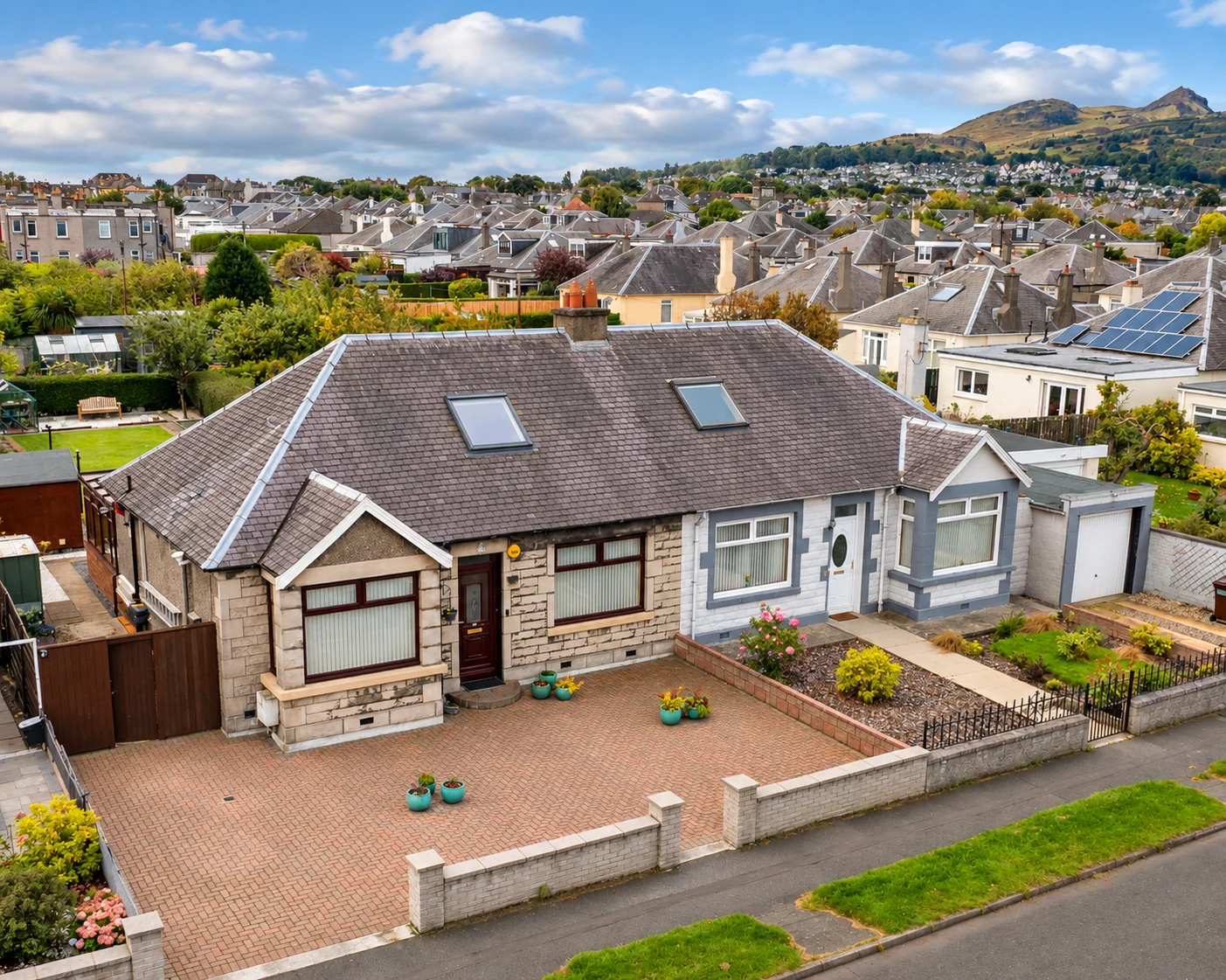 Edinburgh home with surrounding streets and hills beyond