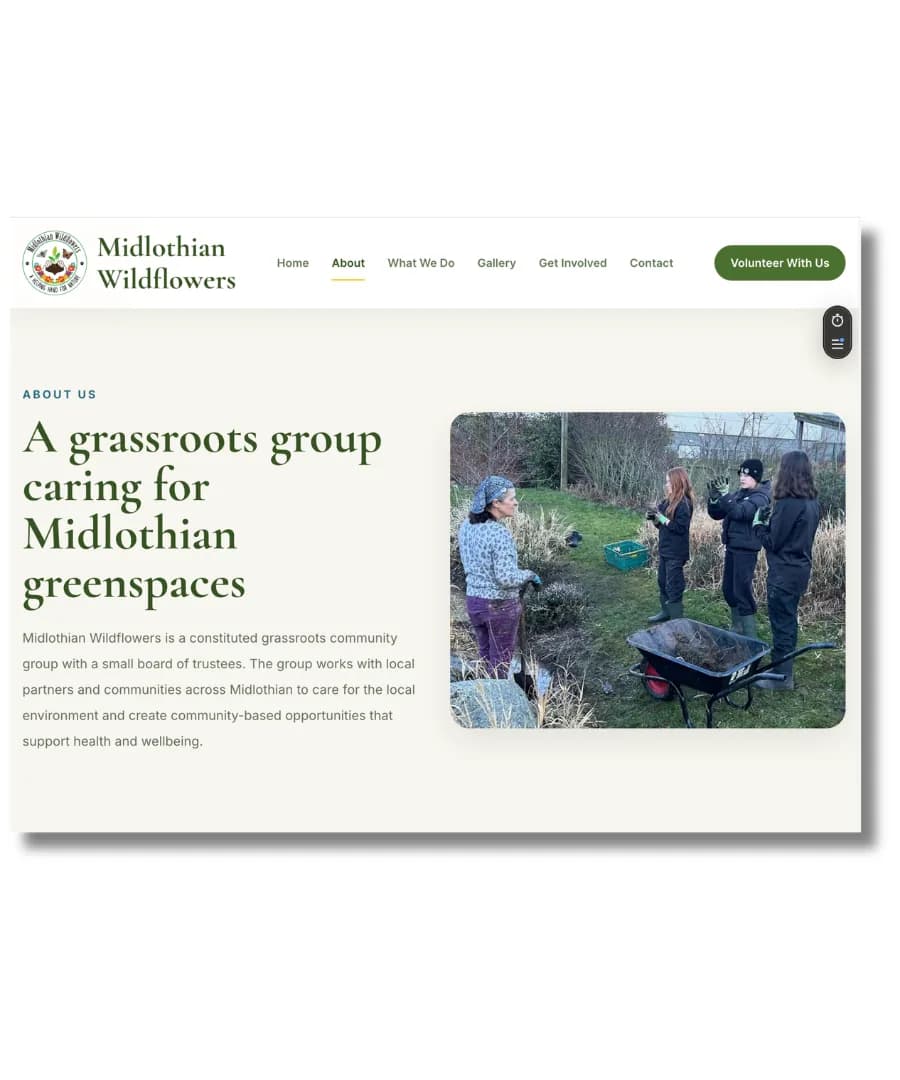 Midlothian Wildflowers about page compact design