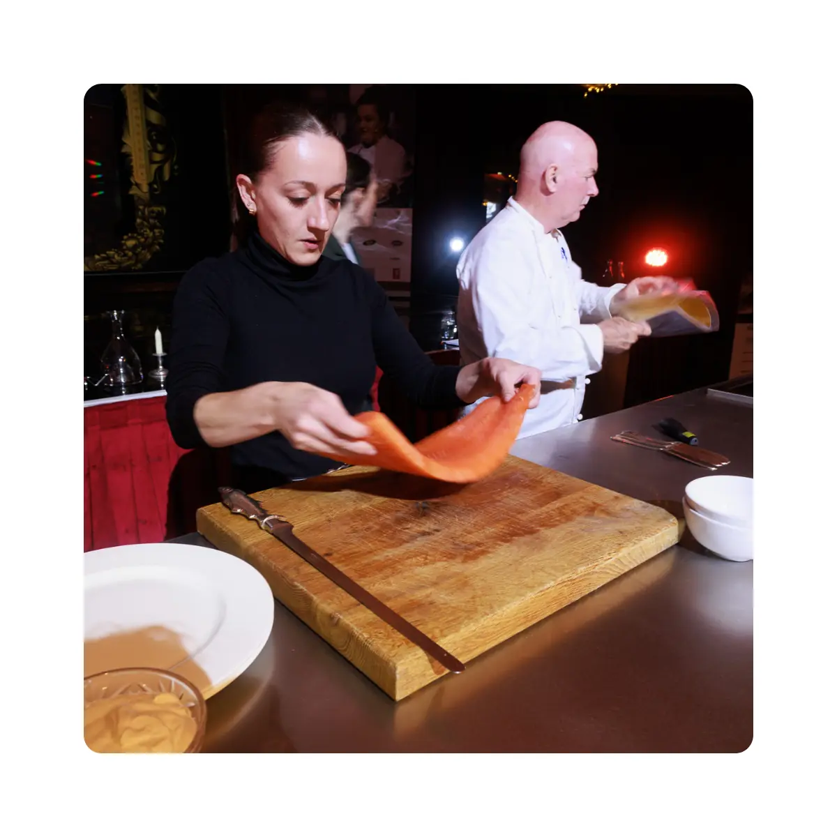 Chef preparing food during a hospitality event